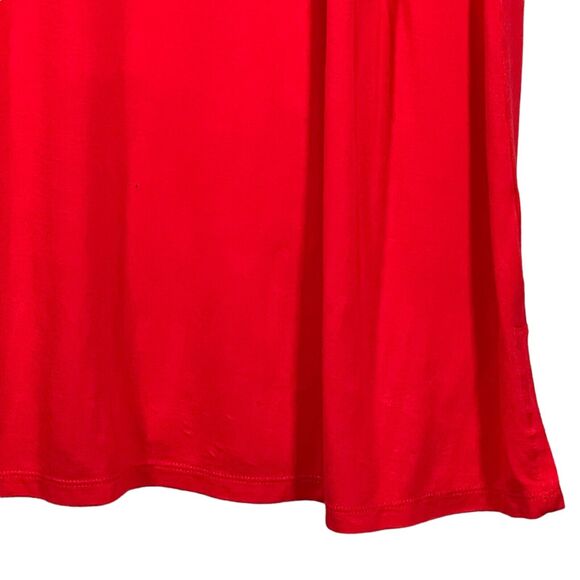 Lane Bryant Sleeveless Ruched Top Women Size 26 Red V-Neck Stretch Side Hem Slit - Picture 4 of 12